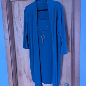 Tiffany & Grey Vibrant Blue/Purple Faux Cardigan Style Dress